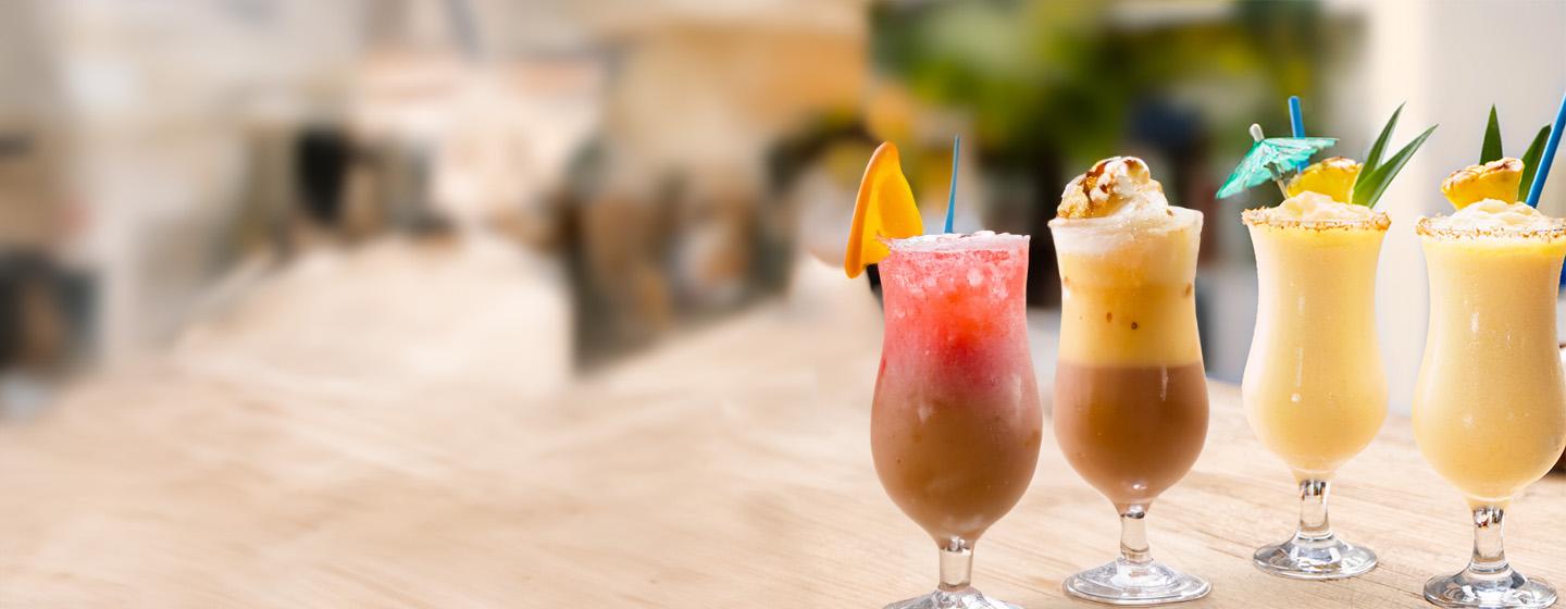 Frozen cocktails on a table