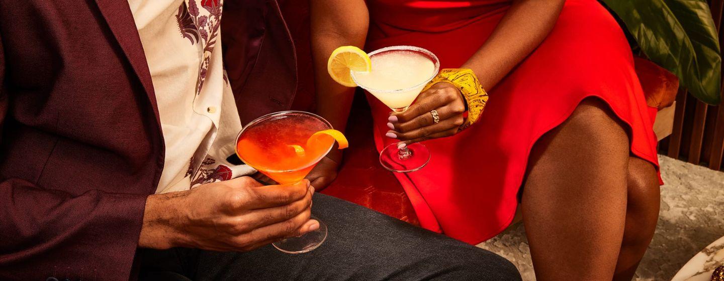 couple with cocktails