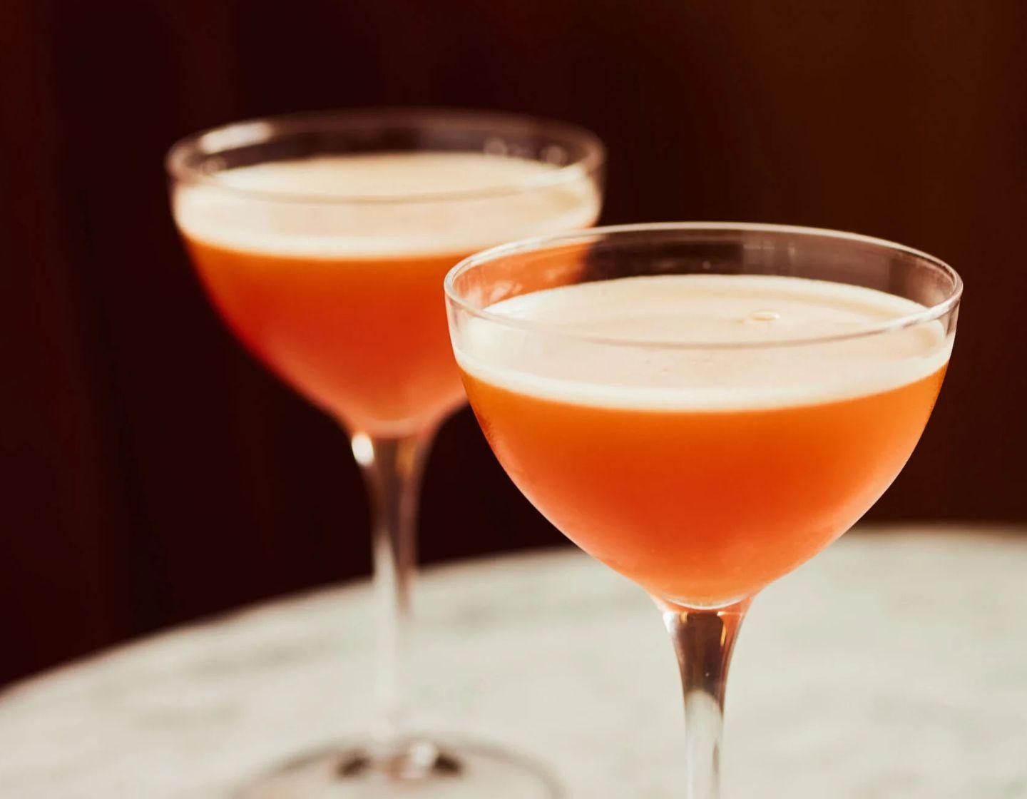 Two golden tequila cocktails.