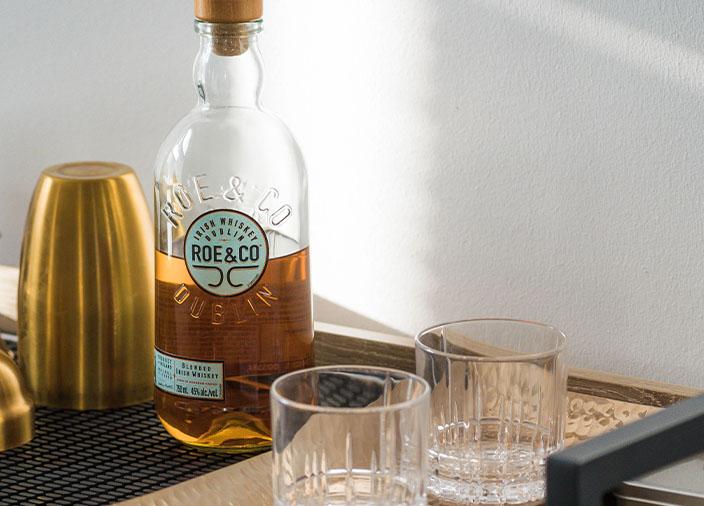 Bottle of Irish Whiskey and glasses