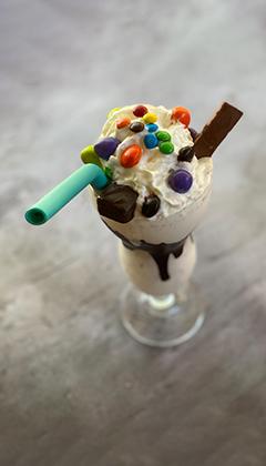 Adult milkshake with fetive decoration as garnish