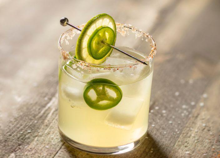 Spicy cocktail with chilli garnish.