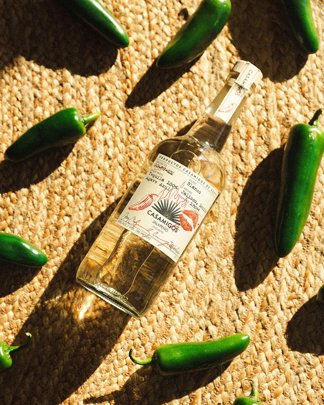 Cocktail bottle with jalapenos