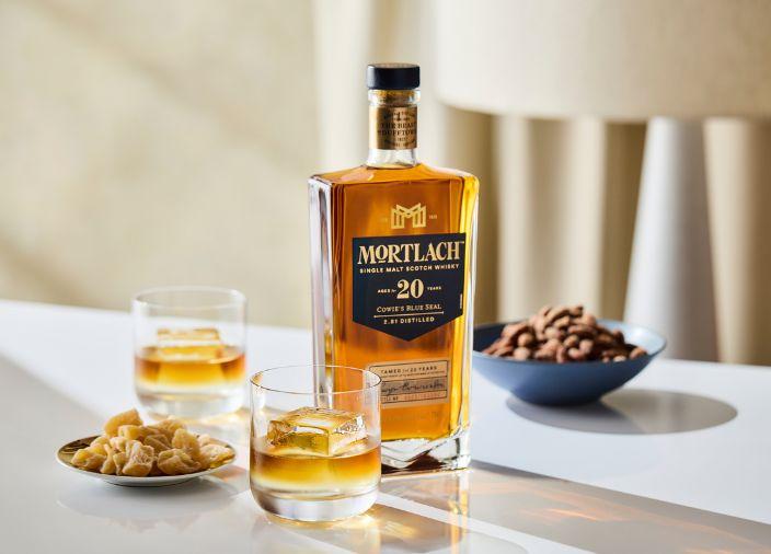 Mortlach 20 Year Old bottle with two neat cocktails