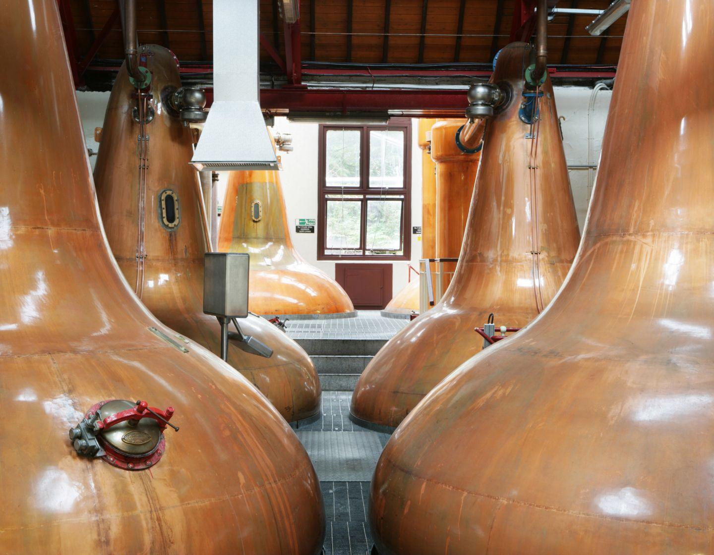 Inside the Dufftown distillery.