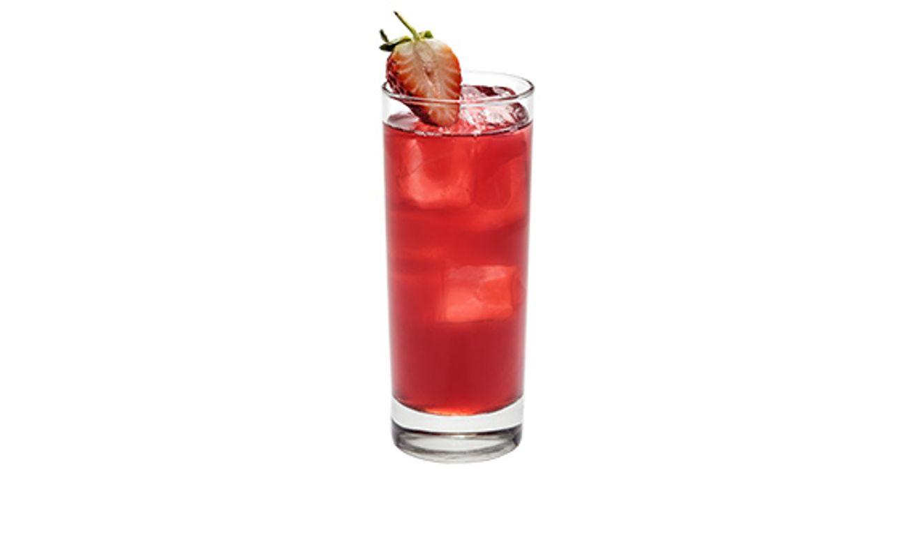Fruity cocktail with Strawberry garnish