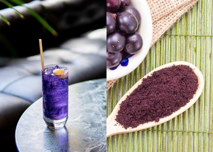 Cóctel morado y ube.