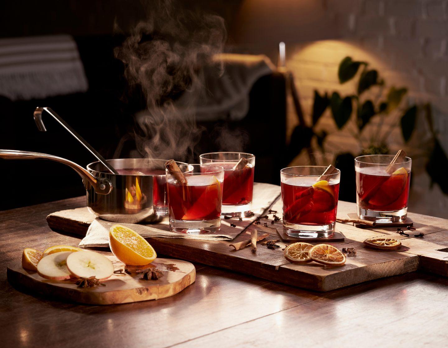 festive cocktails on a table