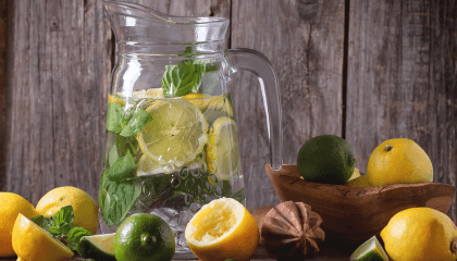 Jarra rodeada de limones