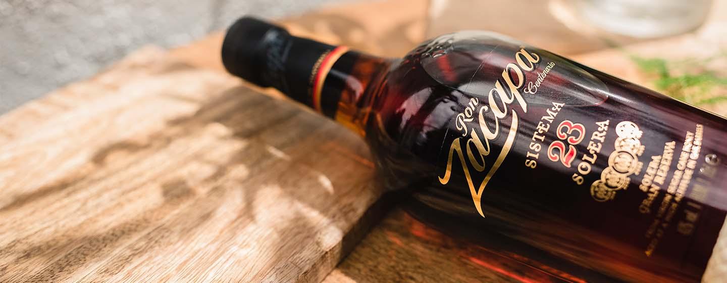 Zacapa bottle on table