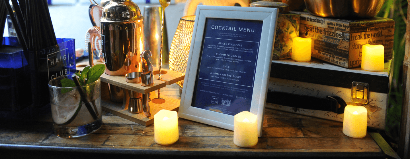 menu on candelit table