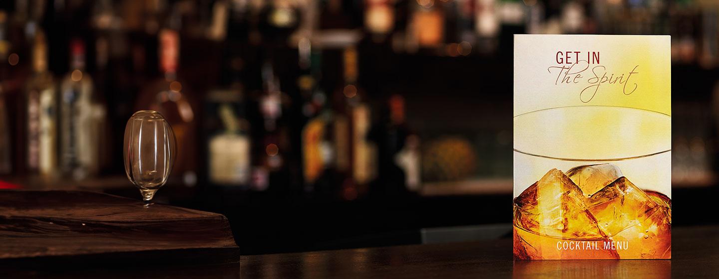 Menu card on a bar