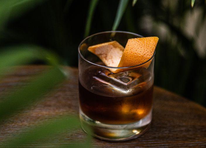 Zacapa rum cocktail with orange garnish