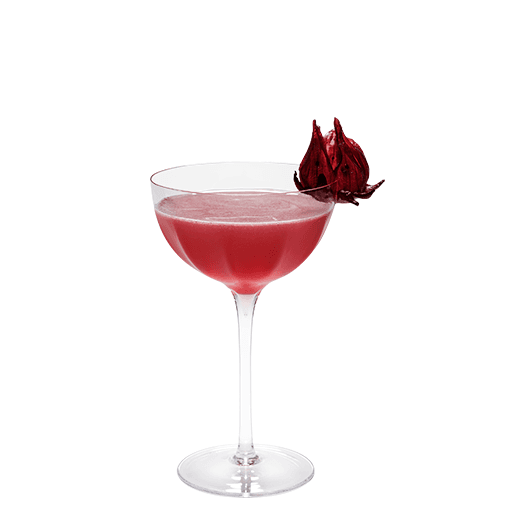 Red cocktail in a coupe glass