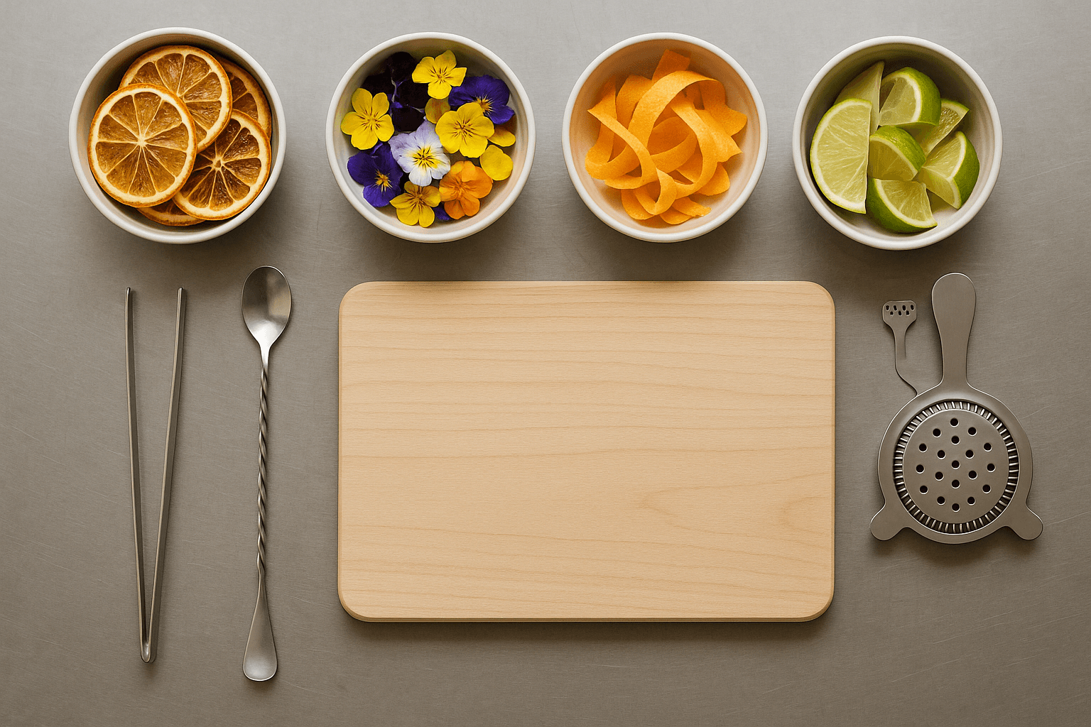 Mise en place y garnishes