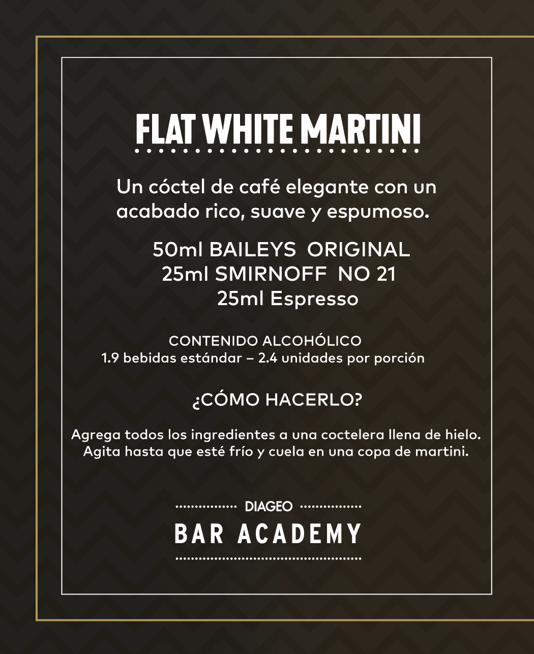 Tarjetas de recetas de Baileys y café