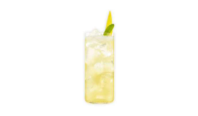 Whisky in highball glass filled with ice and soda
