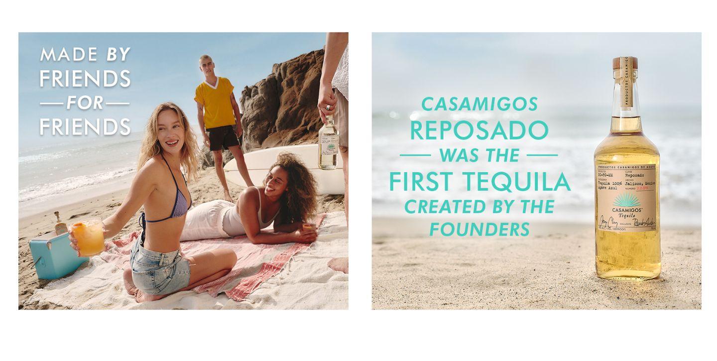 Casamigos bottle and people on the beach