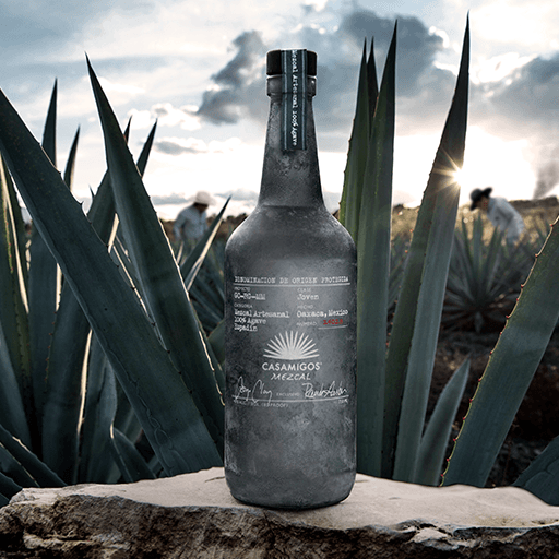 Cocktail bottle in front of agave