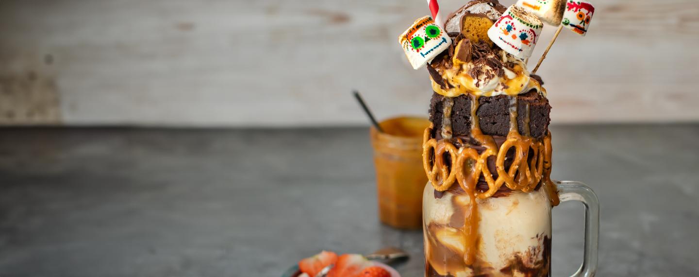 Adult milkshake with festive decorations