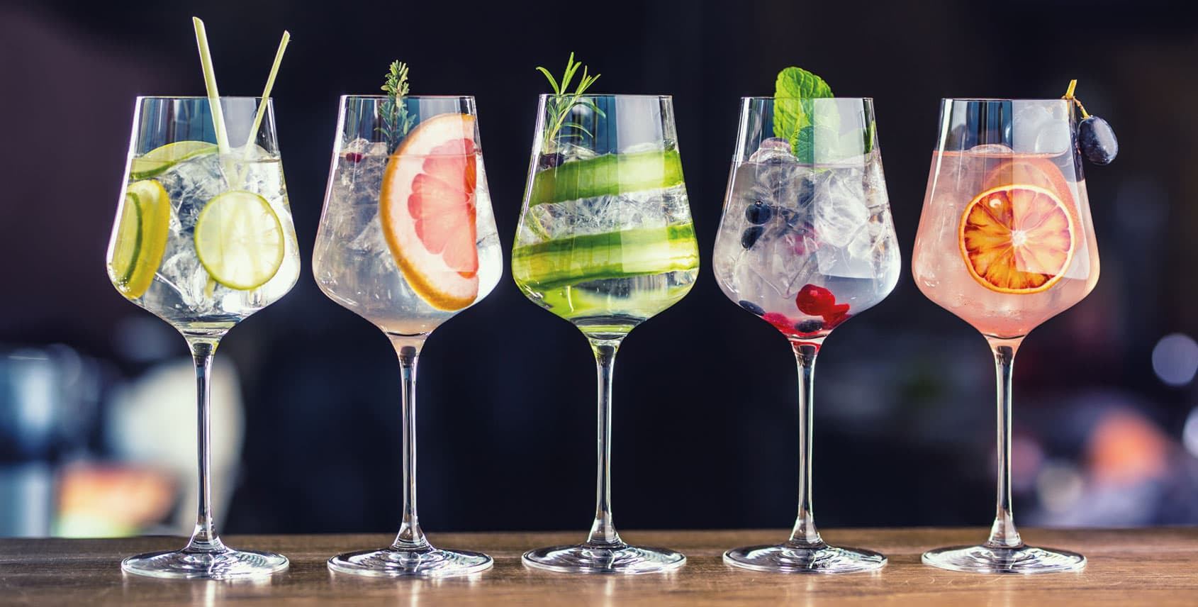a selection of gin cocktails