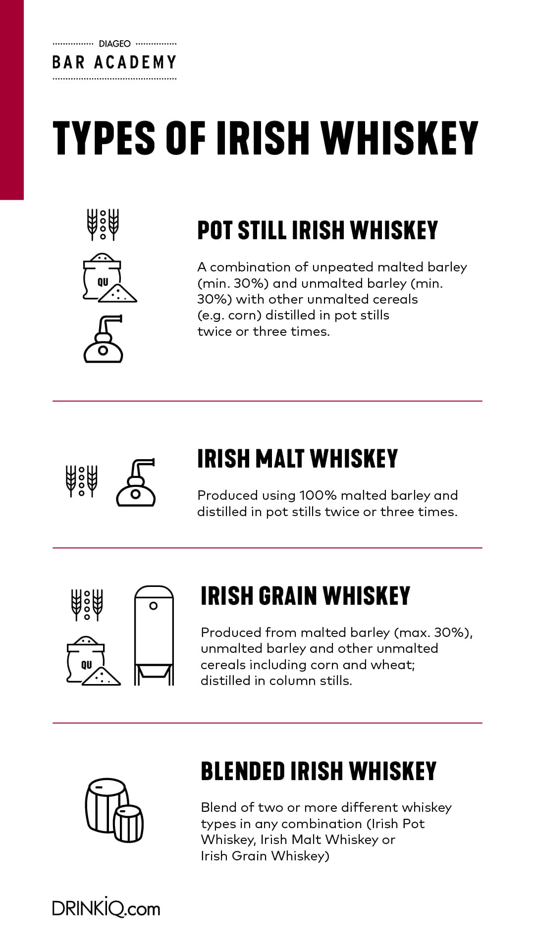 Infografía sobre los tipos de whisky irlandés