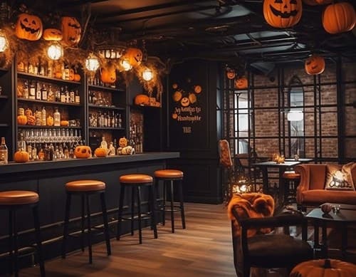 Bar con decoración de Halloween